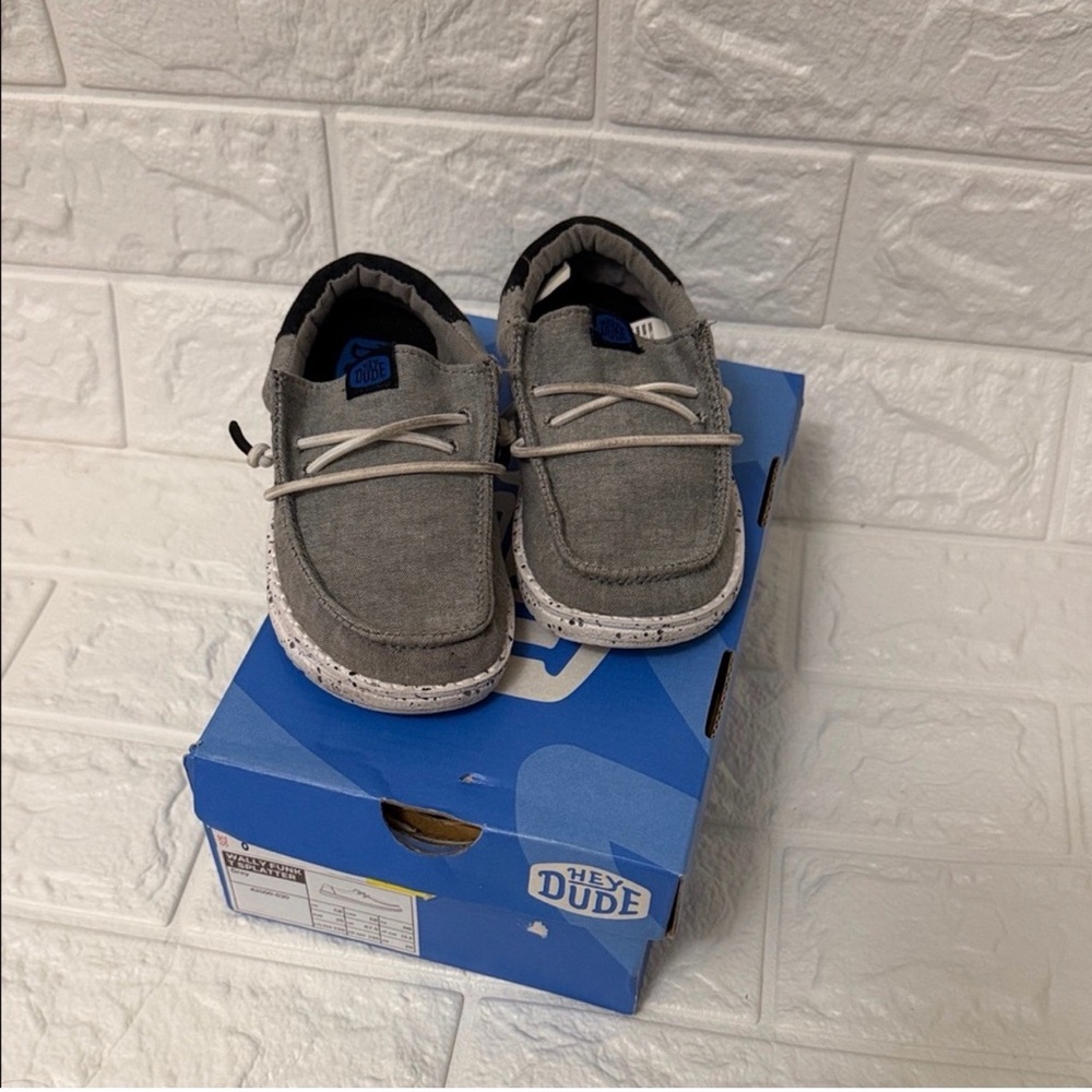 Hey Dude Kids Moccasins in Gray and Black - Picture 2 of 5